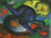 Franz Marc Two Cats, Blue and Yellow oil painting picture wholesale